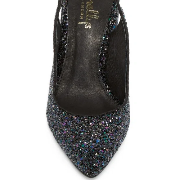 SHELLYS LONDON New Pumps Chic Heel Slingback Sandal Leather Lined Glitter Womens - Picture 4 of 14